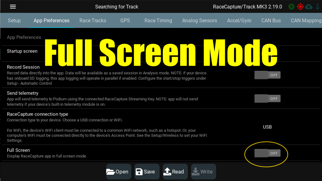 RaceCapture app 2.7.0 – now with fullscreen mode