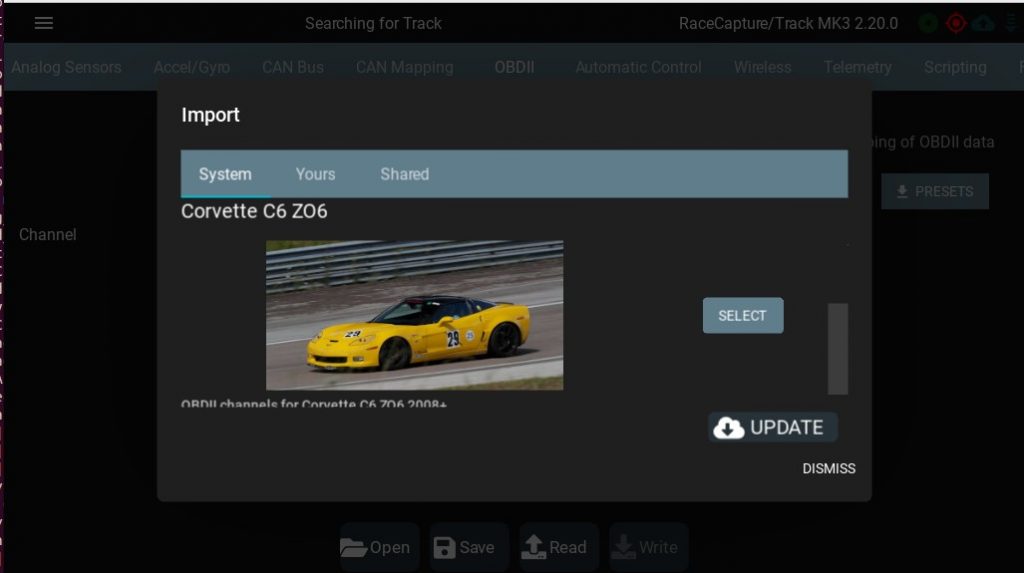 Corvette C6 ZO6 (2008) OBDII preset
